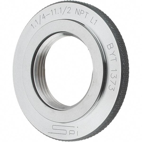 SPI - 1-1/4 - 11-1/2 Thread, Oil Hardened Non-Shrinking Steel (OHNS), Class L1, Ring Pipe Thread Gage - NPT Thread - Eagle Tool & Supply