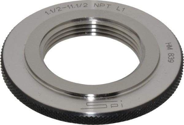 SPI - 1-1/2 - 11-1/2 Thread, Oil Hardened Non-Shrinking Steel (OHNS), Class L1, Ring Pipe Thread Gage - NPT Thread - Eagle Tool & Supply