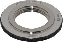 SPI - 1-1/2 - 11-1/2 Thread, Oil Hardened Non-Shrinking Steel (OHNS), Class L1, Ring Pipe Thread Gage - NPT Thread - Eagle Tool & Supply