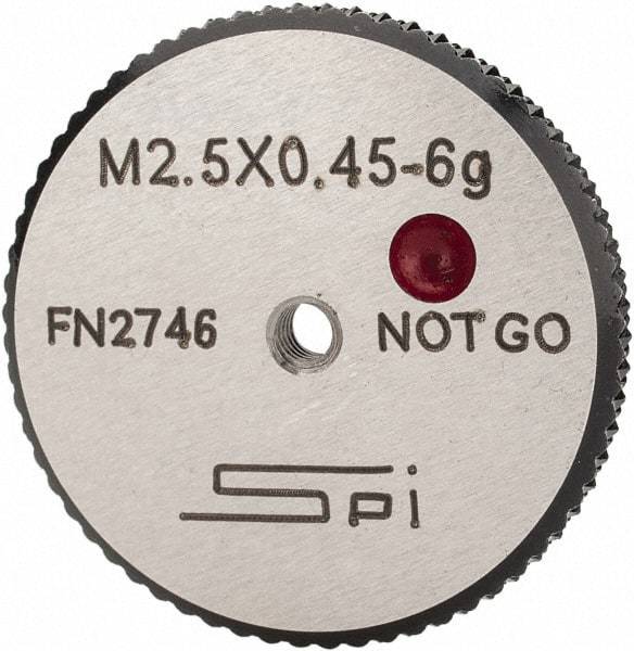 SPI - M2.5x0.45 No Go Single Ring Thread Gage - Class 6G, Oil Hardened Nonshrinking Steel (OHNS), NPL Traceability Certification Included - Eagle Tool & Supply