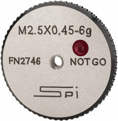 SPI - M2.5x0.45 No Go Single Ring Thread Gage - Class 6G, Oil Hardened Nonshrinking Steel (OHNS), NPL Traceability Certification Included - Eagle Tool & Supply