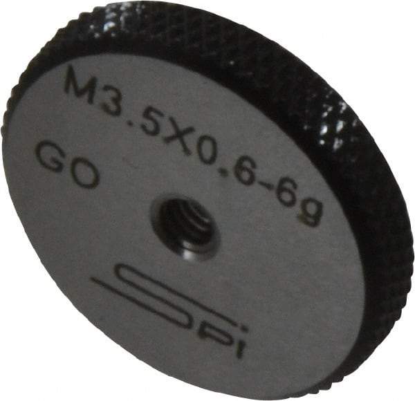 SPI - M3.5x0.6 Go Single Ring Thread Gage - Class 6G, Oil Hardened Nonshrinking Steel (OHNS), NPL Traceability Certification Included - Eagle Tool & Supply