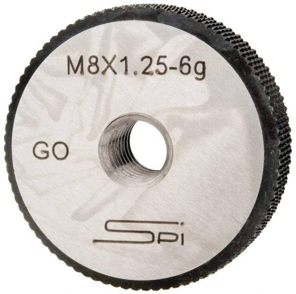SPI - M8x1.25 Go Single Ring Thread Gage - Class 6G, Oil Hardened Nonshrinking Steel (OHNS), NPL Traceability Certification Included - Eagle Tool & Supply