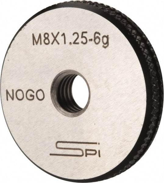 SPI - M8x1.25 No Go Single Ring Thread Gage - Class 6G, Oil Hardened Nonshrinking Steel (OHNS), NPL Traceability Certification Included - Eagle Tool & Supply
