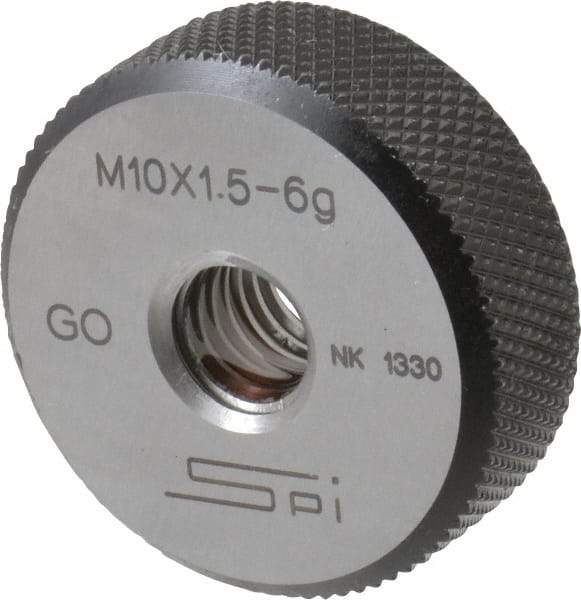 SPI - M10x1.5 Go Single Ring Thread Gage - Class 6G, Oil Hardened Nonshrinking Steel (OHNS), NPL Traceability Certification Included - Eagle Tool & Supply