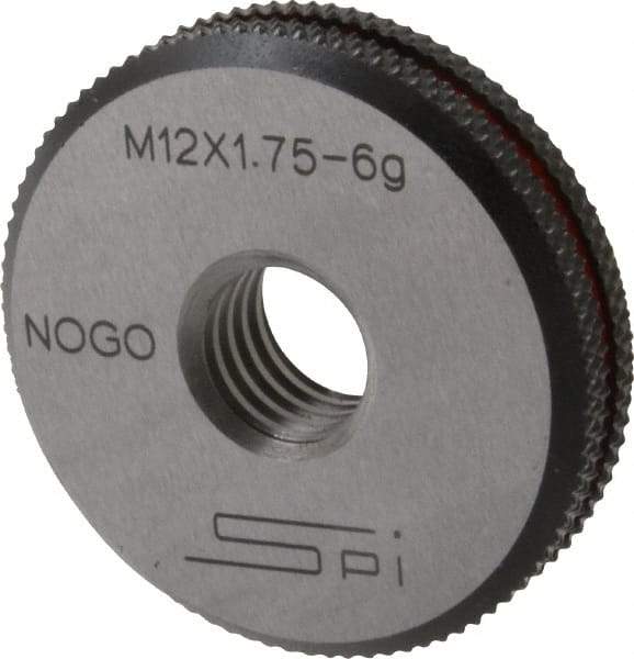 SPI - M12x1.75 No Go Single Ring Thread Gage - Class 6G, Oil Hardened Nonshrinking Steel (OHNS), NPL Traceability Certification Included - Eagle Tool & Supply
