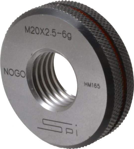 SPI - M20x2.5 No Go Single Ring Thread Gage - Class 6G, Oil Hardened Nonshrinking Steel (OHNS), NPL Traceability Certification Included - Eagle Tool & Supply