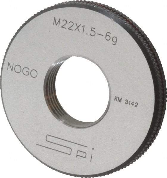 SPI - M22x1.5 No Go Single Ring Thread Gage - Class 6G, Oil Hardened Nonshrinking Steel (OHNS), NPL Traceability Certification Included - Eagle Tool & Supply