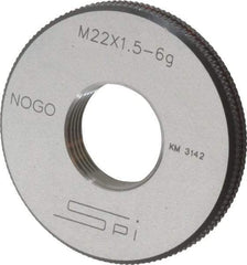 SPI - M22x1.5 No Go Single Ring Thread Gage - Class 6G, Oil Hardened Nonshrinking Steel (OHNS), NPL Traceability Certification Included - Eagle Tool & Supply