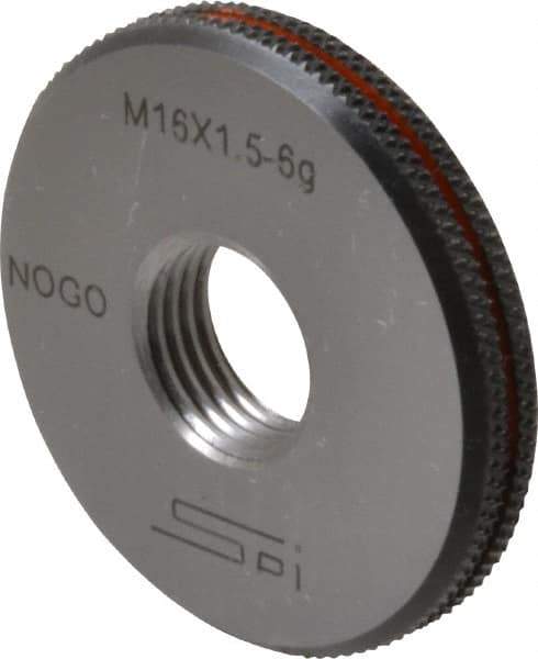SPI - M16x1.5 No Go Single Ring Thread Gage - Class 6G, Oil Hardened Nonshrinking Steel (OHNS), NPL Traceability Certification Included - Eagle Tool & Supply