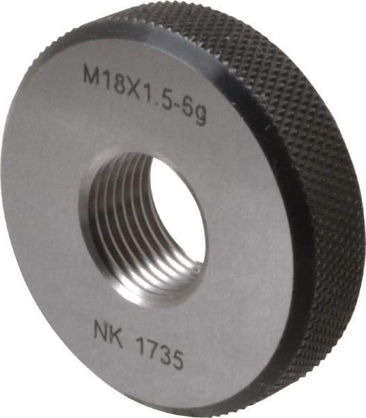 SPI - M18x1.5 Go Single Ring Thread Gage - Class 6G, Oil Hardened Nonshrinking Steel (OHNS), NPL Traceability Certification Included - Eagle Tool & Supply