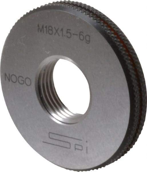 SPI - M18x1.5 No Go Single Ring Thread Gage - Class 6G, Oil Hardened Nonshrinking Steel (OHNS), NPL Traceability Certification Included - Eagle Tool & Supply