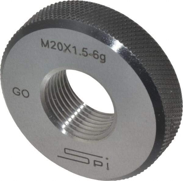 SPI - M20x1.5 Go Single Ring Thread Gage - Class 6G, Oil Hardened Nonshrinking Steel (OHNS), NPL Traceability Certification Included - Eagle Tool & Supply