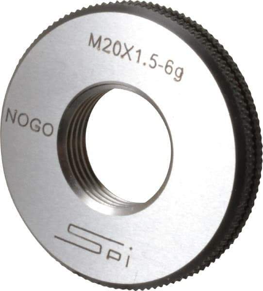 SPI - M20x1.5 No Go Single Ring Thread Gage - Class 6G, Oil Hardened Nonshrinking Steel (OHNS), NPL Traceability Certification Included - Eagle Tool & Supply