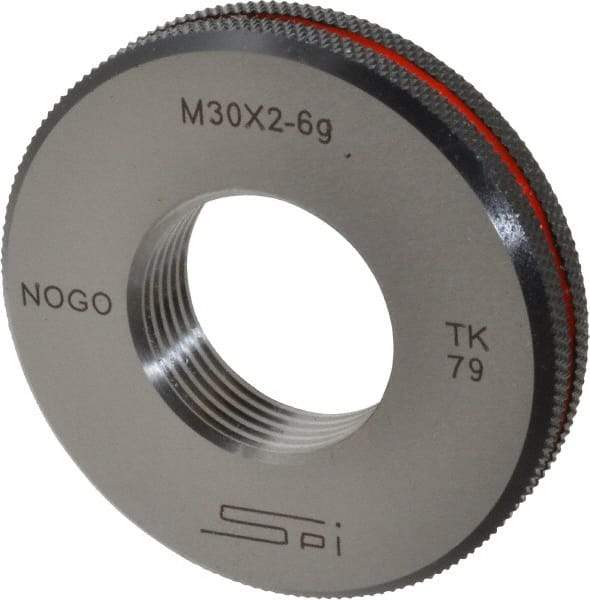 SPI - M30x2 No Go Single Ring Thread Gage - Class 6G, Oil Hardened Nonshrinking Steel (OHNS), NPL Traceability Certification Included - Eagle Tool & Supply