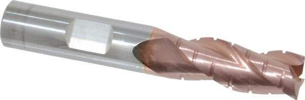 ProMax - 7/16" Diam, 1" LOC, 3 Flute Solid Carbide Roughing & Finishing Corner Radius End Mill - TiCN Finish, 2-3/4" OAL, 7/16" Shank Diam, Straight Shank, 35° Helix, Centercutting - Eagle Tool & Supply