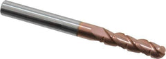 ProMax - 3/16" Diam, 5/8" LOC, 3 Flute Solid Carbide Roughing & Finishing Ball End Mill - TiCN Finish, 2" OAL, 3/16" Shank Diam, Straight Shank, 35° Helix, Centercutting - Eagle Tool & Supply