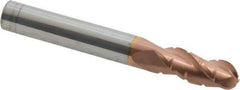 ProMax - 5/16" Diam, 3/4" LOC, 3 Flute Solid Carbide Roughing & Finishing Ball End Mill - TiCN Finish, 2-1/2" OAL, 5/16" Shank Diam, Straight Shank, 35° Helix, Centercutting - Eagle Tool & Supply