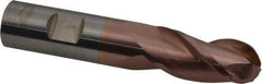 ProMax - 3/4" Diam, 1-5/8" LOC, 3 Flute Solid Carbide Roughing & Finishing Ball End Mill - TiCN Finish, 4" OAL, 3/4" Shank Diam, Weldon Shank, 35° Helix, Centercutting - Eagle Tool & Supply