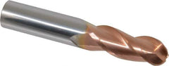 ProMax - 1/2" Diam, 1-1/4" LOC, 3 Flute Solid Carbide Ball End Mill - TiCN Finish, Single End, 3" OAL, 1/2" Shank Diam, Spiral Flute - Eagle Tool & Supply