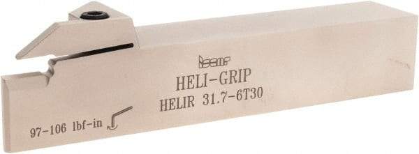 Iscar - External Thread, 0.236" Min Groove Width, 7" OAL, Right Hand Indexable Grooving Cutoff Toolholder - 0.205 Seat Size, 1-1/4" Shank Height x 1-1/4" Shank Width, DG../GRIP/HGN 300. Insert Style, HELI Toolholder Style, Series Heli-Grip - Eagle Tool & Supply