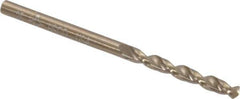 Cleveland - #35 135° Parabolic Flute Cobalt Screw Machine Drill Bit - Oxide/Gold Finish, Right Hand Cut, 7/8" Flute Length, 1-7/8" OAL, Split Point, Straight Shank - Eagle Tool & Supply