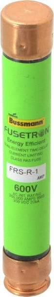 Cooper Bussmann - 300 VDC, 600 VAC, 1 Amp, Time Delay General Purpose Fuse - Fuse Holder Mount, 127mm OAL, 20 at DC, 200 (RMS) kA Rating, 13/16" Diam - Eagle Tool & Supply