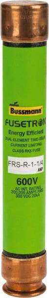 Cooper Bussmann - 300 VDC, 600 VAC, 1.25 Amp, Time Delay General Purpose Fuse - Fuse Holder Mount, 127mm OAL, 20 at DC, 200 (RMS) kA Rating, 13/16" Diam - Eagle Tool & Supply