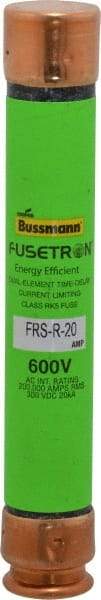 Cooper Bussmann - 300 VDC, 600 VAC, 20 Amp, Time Delay General Purpose Fuse - Fuse Holder Mount, 127mm OAL, 20 at DC, 200 (RMS) kA Rating, 13/16" Diam - Eagle Tool & Supply