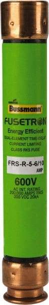 Cooper Bussmann - 300 VDC, 600 VAC, 5.6 Amp, Time Delay General Purpose Fuse - Fuse Holder Mount, 127mm OAL, 20 at DC, 200 (RMS) kA Rating, 13/16" Diam - Eagle Tool & Supply