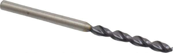 Cleveland - #38 135° Parabolic Flute Cobalt Screw Machine Drill Bit - TiAlN Finish, Right Hand Cut, 13/16" Flute Length, 1-13/16" OAL, Split Point, Straight Shank - Eagle Tool & Supply