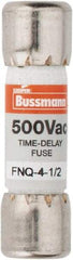 Cooper Bussmann - 500 VAC, 4.5 Amp, Time Delay General Purpose Fuse - Fuse Holder Mount, 1-1/2" OAL, 10 at AC kA Rating, 13/32" Diam - Eagle Tool & Supply