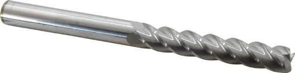 Accupro - 1/2", 4 Flute, Single End, Solid Carbide, 0.03" Corner Radius End Mill - 6" OAL, 40° Helix, Right Hand Flute, 3" LOC, Right Hand Cut - Eagle Tool & Supply