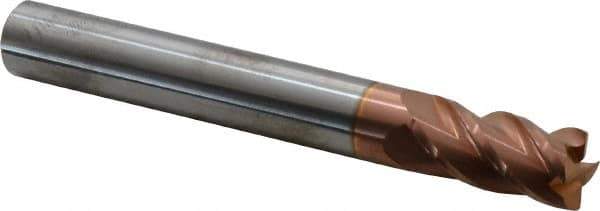 Accupro - 1/2", 4 Flute, Single End, Solid Carbide, 0.015" Corner Radius End Mill - 4" OAL, 40° Helix, Right Hand Flute, 1" LOC, Right Hand Cut - Eagle Tool & Supply