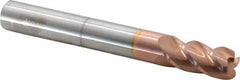 Accupro - 1/2", 4 Flute, Single End, Solid Carbide, 0.09" Corner Radius End Mill - 4" OAL, 40° Helix, Right Hand Flute, 1" LOC, Right Hand Cut - Eagle Tool & Supply