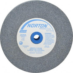 Norton - 60 Grit Aluminum Oxide Bench & Pedestal Grinding Wheel - 6" Diam x 1" Hole x 1" Thick, 4140 Max RPM, Medium Grade - Eagle Tool & Supply