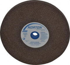 Norton - 60/80 Grit Aluminum Oxide Bench & Pedestal Grinding Wheel - 8" Diam x 1" Hole x 3/4" Thick, 3600 Max RPM, Medium Grade - Eagle Tool & Supply
