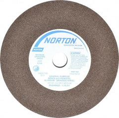 Norton - 60/80 Grit Aluminum Oxide Bench & Pedestal Grinding Wheel - 10" Diam x 1-1/4" Hole x 1" Thick, 2485 Max RPM, Medium Grade - Eagle Tool & Supply