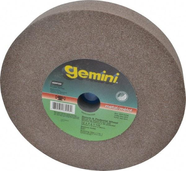 Norton - 60/80 Grit Aluminum Oxide Bench & Pedestal Grinding Wheel - 12" Diam x 1-1/2" Hole x 2" Thick, 2070 Max RPM, Medium Grade - Eagle Tool & Supply