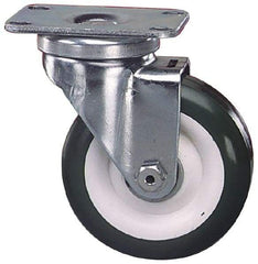 Albion - 4" Diam x 1-1/4" Wide x 5-1/8" OAH Top Plate Mount Swivel Caster - Hard Rubber, 350 Lb Capacity, Plain Bearing, 2-1/2 x 3-5/8" Plate - Eagle Tool & Supply