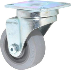Albion - 3" Diam x 1-1/4" Wide x 4-1/4" OAH Top Plate Mount Swivel Caster - Rubber, 200 Lb Capacity, Delrin Bearing, 2-1/2 x 3-5/8" Plate - Eagle Tool & Supply