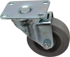 Albion - 3-1/2" Diam x 1-1/4" Wide x 4-1/4" OAH Top Plate Mount Swivel Caster - Rubber, 250 Lb Capacity, Ball Bearing, 2-1/2 x 3-5/8" Plate - Eagle Tool & Supply