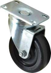 Albion - 4" Diam x 1-1/4" Wide x 5-1/8" OAH Top Plate Mount Swivel Caster - Polyolefin, 300 Lb Capacity, Delrin Bearing, 2-1/2 x 3-5/8" Plate - Eagle Tool & Supply
