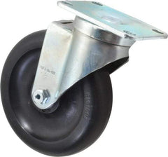 Albion - 5" Diam x 1-1/4" Wide x 6-3/16" OAH Top Plate Mount Swivel Caster - Polyolefin, 350 Lb Capacity, Delrin Bearing, 2-1/2 x 3-5/8" Plate - Eagle Tool & Supply