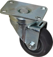 Albion - 3" Diam x 1-1/4" Wide x 4-1/4" OAH Top Plate Mount Swivel Caster - Polyurethane, 300 Lb Capacity, Ball Bearing, 2-1/2 x 3-5/8" Plate - Eagle Tool & Supply