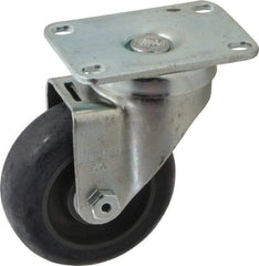 Albion - 3-1/2" Diam x 1-1/4" Wide x 4-11/16" OAH Top Plate Mount Swivel Caster - Polyurethane, 350 Lb Capacity, Delrin Bearing, 2-1/2 x 3-5/8" Plate - Eagle Tool & Supply
