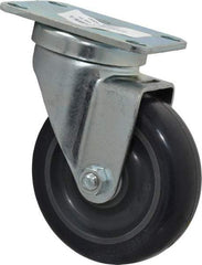Albion - 4" Diam x 1-1/4" Wide x 5-1/8" OAH Top Plate Mount Swivel Caster - Polyurethane, 350 Lb Capacity, Delrin Bearing, 2-1/2 x 3-5/8" Plate - Eagle Tool & Supply