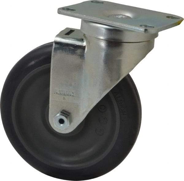 Albion - 5" Diam x 1-1/4" Wide x 6-3/16" OAH Top Plate Mount Swivel Caster - Polyurethane, 350 Lb Capacity, Delrin Bearing, 2-1/2 x 3-5/8" Plate - Eagle Tool & Supply