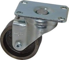 Albion - 3" Diam x 1-1/4" Wide x 4-1/4" OAH Top Plate Mount Swivel Caster - Cast Iron, 300 Lb Capacity, Plain Bearing, 2-1/2 x 3-5/8" Plate - Eagle Tool & Supply