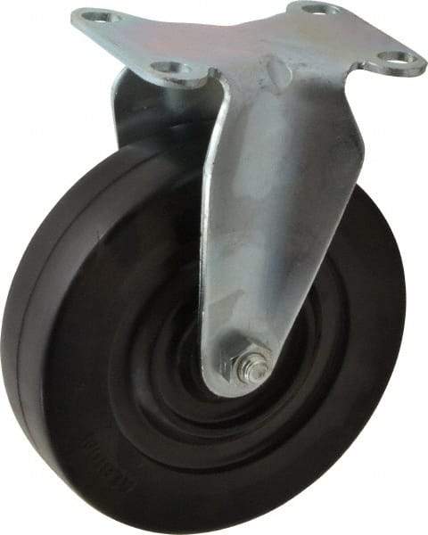 Albion - 5" Diam x 1-1/4" Wide x 6-3/16" OAH Top Plate Mount Rigid Caster - Soft Rubber, 175 Lb Capacity, Plain Bearing, 2-1/2 x 3-5/8" Plate - Eagle Tool & Supply